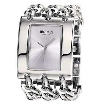 WeiQin 2781 Simple Scale Square Dial Fashion Women Quartz Watch With Alloy Bracelet Band (Silver + Silver) - intl  