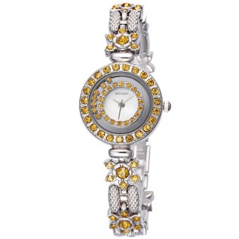 WEIQIN Flower Shape Shell Dial Flowing Beads Decoration Beauty Trend Women Dress Wrist watches yellow  