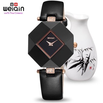 WEIQIN Luxury Brand Top Leather Strap Fashion Women Rhinestone Watch 3826 - intl  