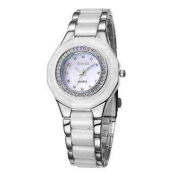 weishi WEIQIN Gold Women Watches Brand Watch Rhinestone Shell Dial Quartzwatch Fashion Dress Ladies Watch relojes mujer (silver white)  