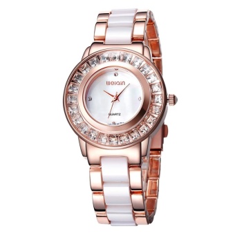weishi WEIQIN Rhinestone Rose Gold Wrist Watch Women Luxury Brand Fashion Ladies Dress Watches Quartz Watch s Feminino (rose gold white)  