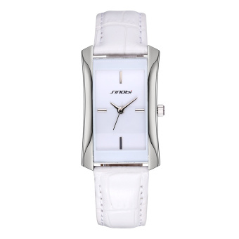 weizhe SINOBI 2016 Brand Fashion Gold Rectangle Dial Leather Strap Watches Women Quartz Lady Dress Business Casual Watch Clock Hours (white silver white) - intl  