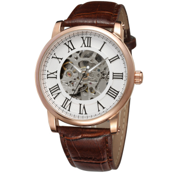 Winner Men Mechanical Automatic Dress Watch with Gift Box WRG8051M3R6 (Brown/White)  