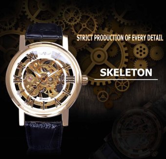 Winner Super Thin Transparent Case Mens Skeleton Mechanical Watches - intl  