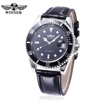 Winner W042602 Male Auto Mechanical Watch Luminous Dot Scale Calendar Rotatale Bezel Wristwatch - intl  