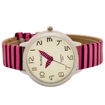WoMaGe Fashion Casual Women Zebra Strap Quartz Metal Dial Wristwatch 964207(Pink)  