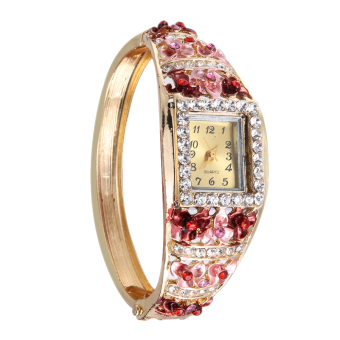 Women Dress Watches Flower Plated Rhinestone Quartz Bracelet Watches NO.6  