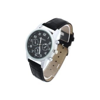 WSJ MenMovement Wrist Watch Black Leather Band Arabic NumeralAnalog Fashion - intl  