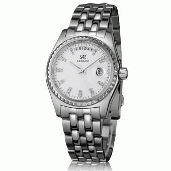 wuhup Genuine high-end men's watch brand St. Jarno white steel Rome quartz movement watch lovers watch 3037G (1 X women Watch) (Silver)  