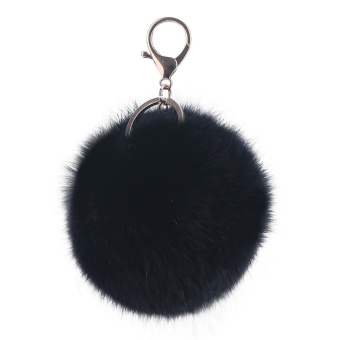 Gambar xinggang Novelty Keychain with Plush Cute Artificial Rabbit Fur KeyChain for Car Key Ring Bag Purse Charm (Black)   intl
