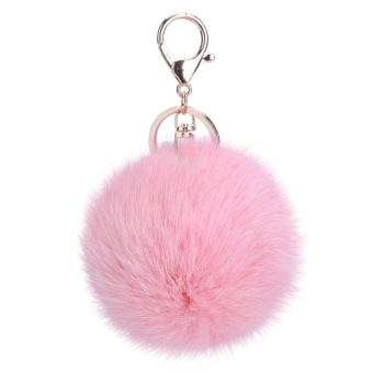 Gambar xinggang Novelty Keychain with Plush Cute Artificial Rabbit Fur KeyChain for Car Key Ring Bag Purse Charm (Pink)   intl