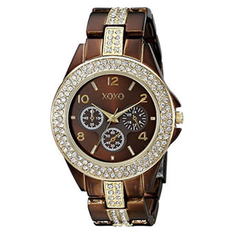 XOXO Women's XO5455 Rhinestone-Accent Chocolate Brown Analog Bracelet Watch (Intl)  