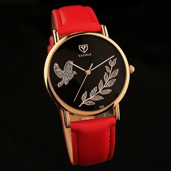 Yazole 360 Women Fashion Korean Fashion Hand Quartz Watch Balck and Red - intl  