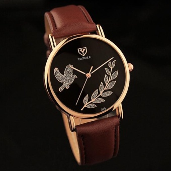 Yazole 360 Women Fashion Korean Fashion Hand Quartz Watch (Black / Brown) - intl  