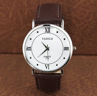 YAZOLE Brand Watch Men Women Watches Quartz Wristwatches Female Male Quartz-watch YZL279-Brown - intl  
