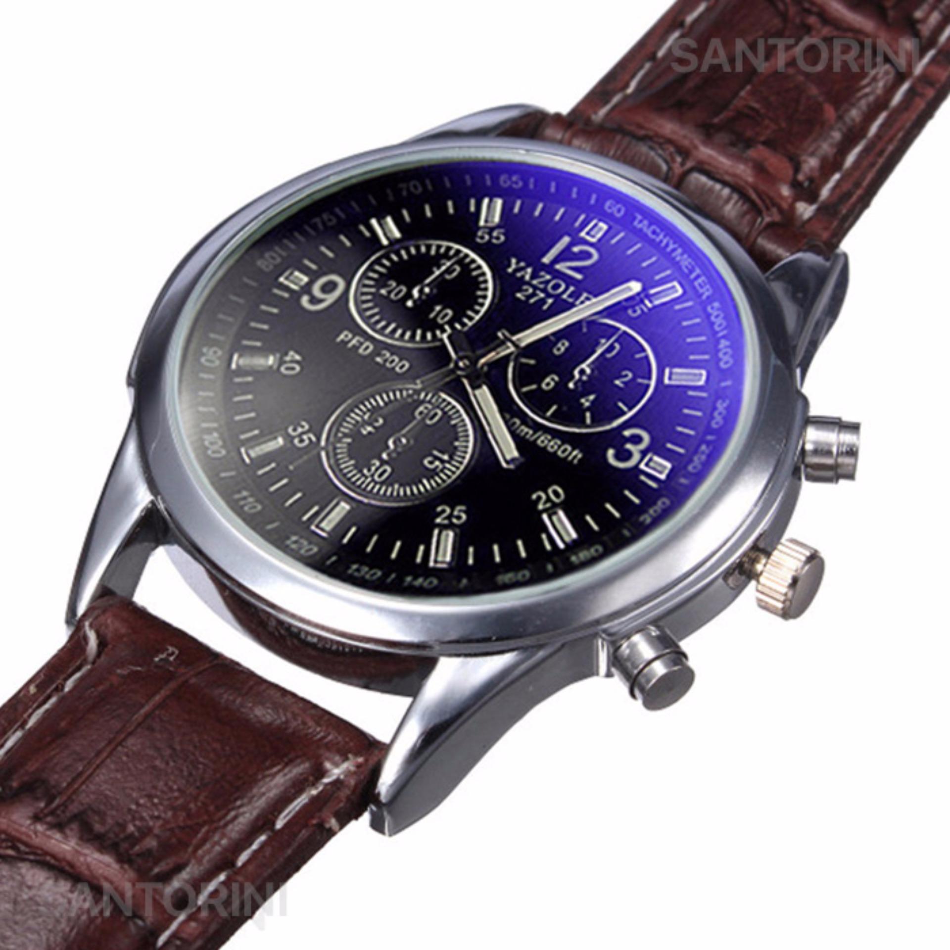 Yazole jam tangan pria quartz kulit analog fashion men 