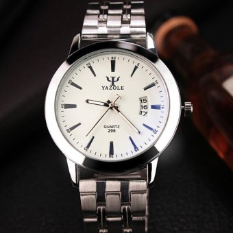 YAZOLE Luxury Brand Stainless Steel Analog Display Date Waterproof Men's Quartz Watch Business Watch Men Watch Relogio masculino - intl  