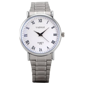 Yazole Men Quartz Bluelans Glass Silver Alloy Strap Watch (Color:White)  