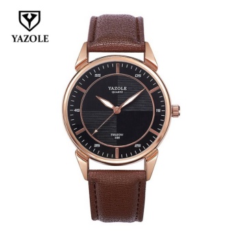 Yazole Top Luxury Brand Watch Famous Fashion Sports Cool Men Quartz Watches Waterproof Leather Wristwatch For Male YZL398 - intl  