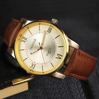 YAZOLE Top Luxury Brand Watch Men Business Watches Quartz Wristwatches Male Sport Quartz-watch YZL348-Brown - intl  