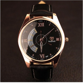 Yazole Unisex Men's Fashion Casual Watch Leather Strap Business Waterproof Quartz Wristwatch 337 - intl  