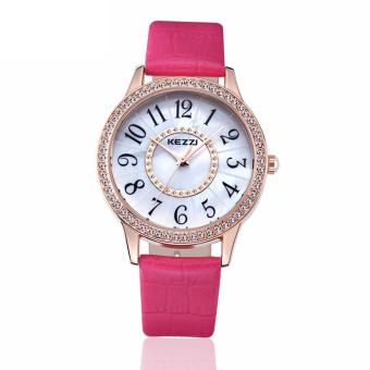 YJJZB KEZZI Brand Luxury Fashion Women Watch Women Wristwatch Ladies Leather Quartz Watch Gift Relogio Feminino Montre Femme Horloges (Pink)  