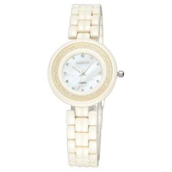 YJJZB WEIQIN Ultrathin Rhinestone Full Ceramic Watches Women Luxury Brand Hardlex Shell Dial Lady Fashion Watch Butterfly Buckle Clasp (Yellow)  