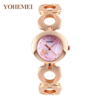 YOHEMEI 0161 Fashion Women Alloy Strap Bracelet Watch Ladies Casual Waterproof Quartz Watch - Pink - intl  