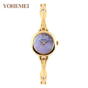 YOHEMEI 0184 Watches Luxury Brand Women Rhinestones Watch Waterproof Gold Color Alloy Strap Quartz Wrist Watches - Purple - intl  