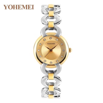 YOHEMEI 0191 Luxury Brand Women Waterproof Silver Alloy Strap Quartz Watch - Gold  