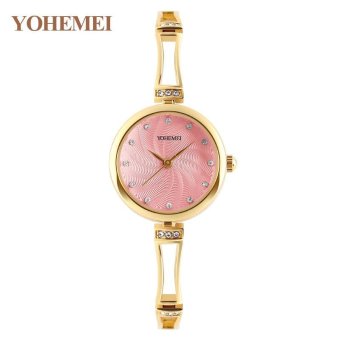 YOHEMEI Brand 0185 Fashion Women Rhinestone Quartz Bracelet Watche - Pink  