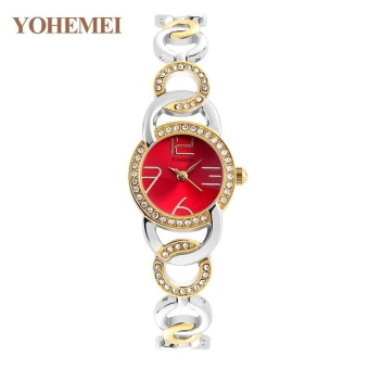 YOHEMEI Ladies Luxury Elegant Watch Women Rhinestone Quartz Wristwatches 0192 - Red - intl  