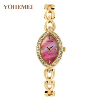 YOHEMEI Ladies Quartz Alloy Strap Watch Women 's Elegant New Fashion Gold Steel Bracelet Wristwatches - Red - intl  