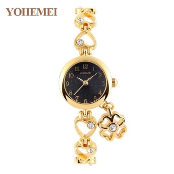 YOHEMEI Women Rhinestone Wristwatch Quartz Watches Ladies Simple Classic Rhinestone Bracelet Watch 0177 - Black - intl  