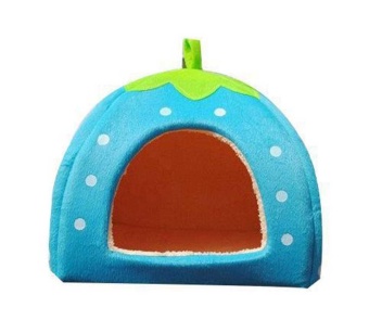 Gambar yugos Strawberry Pet Cat Dog House Bed With Warm Plush Pad (Blue,M)   intl