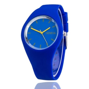 Yumite Fashion Silicone Geneva Men's Watch Silicone Watch Student Fashion Watch Ladies Casual Watch Blue Strap Blue Dial - intl  