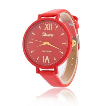 Yumite Geneva Belt Watch Women's Big Dial Scales with Roman Scale Female Watch Fashion Watch Student Watch Red Strap Red Dial - intl  