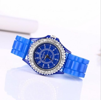 Yumite Geneva Diamond Silicone Watches Ladies Silicone Watches Student Sports Watches Blue Straps Blue Dials - intl  
