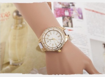 Yumite Geneva Men's Ladies Striped Mosaic Ceramic Watches Fashion Watches White Watches White Dials - intl  