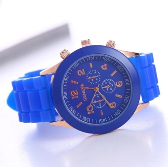 Yumite Geneva Silicone Watches Fashion Watches Three Candy Ladies Watches Student Watches Round Dials Blue Straps Blue Dials - intl  