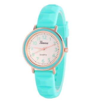 Yumite Geneva Watch Candy Silicone Watch Neutral Men's Watches Female Watch Student Watch Mint Green Strap White Dial - intl  