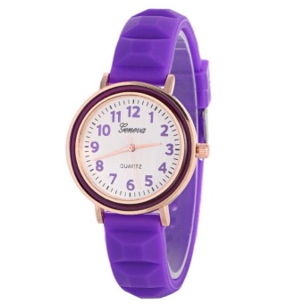 Yumite Geneva Watch Candy Silicone Watch Neutral Men's Watches Female Watch Student Watch Purple Strap White Dial - intl  