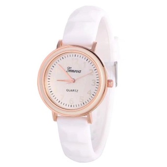 Yumite Geneva Watch Candy Silicone Watch Neutral Men's Watches Female Watch Student Watch White Strap White Dial - intl  