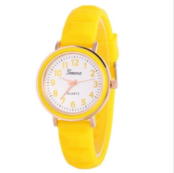 Yumite Geneva Watch Candy Silicone Watch Neutral Men's Watches Female Watch Student Watch Yellow Strap White Dial - intl  
