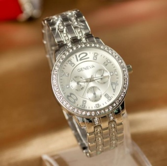 Yumite Geneva Watches Women's Diamonds Three Straps Quartz Watches with Straps Silver Straps Silver Straps Silver Dials - intl  