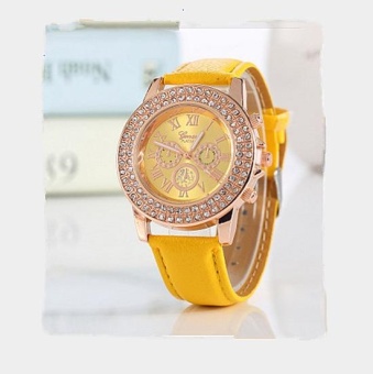 Yumite Housewares Hewlett-Packard Hoodle Wristwatches Watches Geneva Bracelets Mosaic Quartz Watch Ladies Fashion Watch Yellow Strap Yellow Dial - intl  