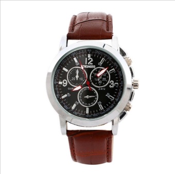 Yumite Korean fashion ladies watch red pointer belt watch couple models watches women's models selling single product round dial brown watch black dial - intl  