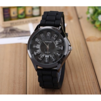 Yumite new sunflower quartz watch Geneva watch petal round watch silicone chrysanthemum watch black strap black dial - intl  