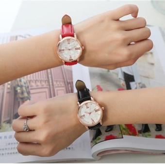 Yumite style hot high-end watch female models ladies style fashion students Korean watch fashion watch round dial Red strap white dial - intl  
