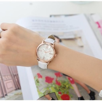 Yumite style hot high-end watch female models ladies style fashion students Korean watch fashion watch round dial White strap white dial - intl  